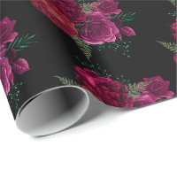 Elegante Magenta Rose Floral Bouquet Muster
