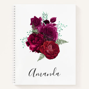 Elegante Magenta Rose Floral Bouquet Notizbuch