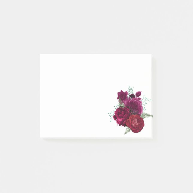 Elegante Magenta Rose Floral Bouquet Post-it Klebezettel (Vorderseite)