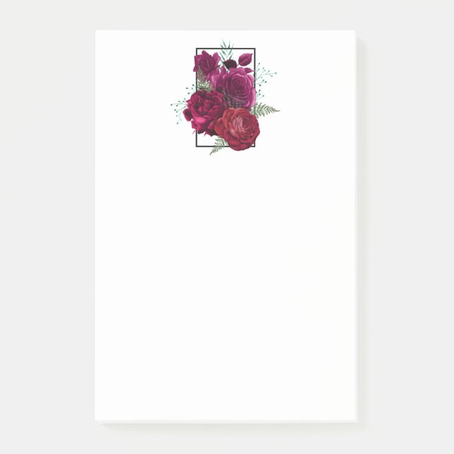 Elegante Magenta Rose Floral Bouquet Post-it Klebezettel (Vorderseite)