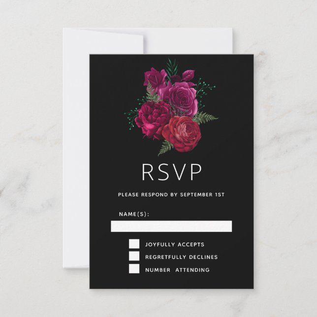 Elegante Magenta Rose Floral Bouquet RSVP Karte (Vorderseite)