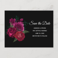 Elegante Magenta Rose Floral Bouquet Save the Date