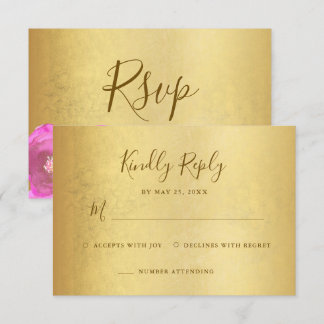 Elegante Magenta-Rosen-Blume Gold Bat Mizwa RSVP Karte