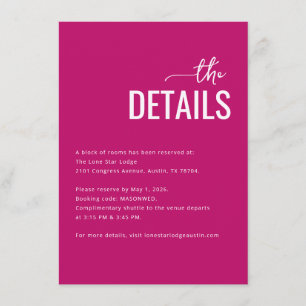 Elegante Magenta-Veranstaltungsdetails Begleitkarte