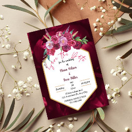 elegante Magentina pinkfarbene Blüte Save the Date Einladung