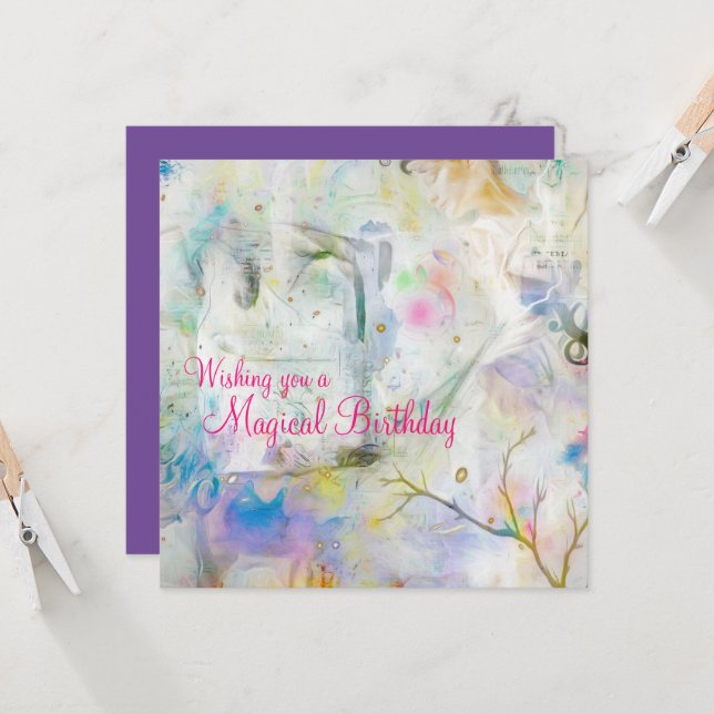 Elegante Magical Birthday Dancer Abstrakt Pastel Karte (Vorderseite/Rückseite Beispiel)