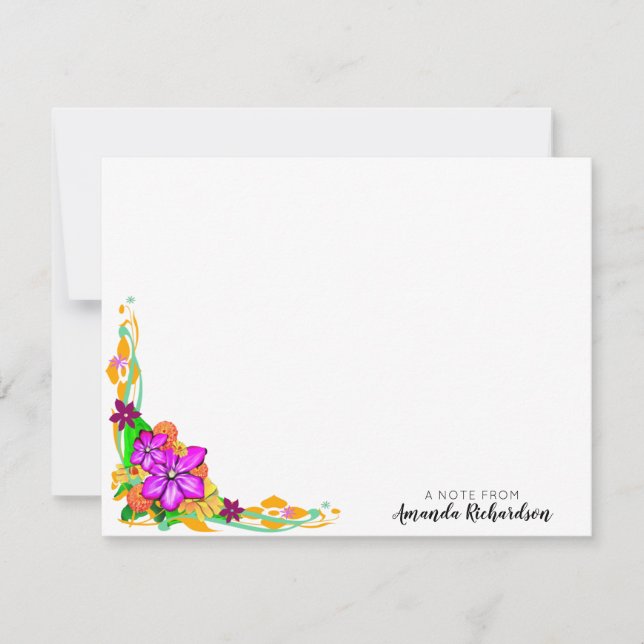 Elegante, magische und kühne florale Flachnotizkar Mitteilungskarte (Vorderseite)