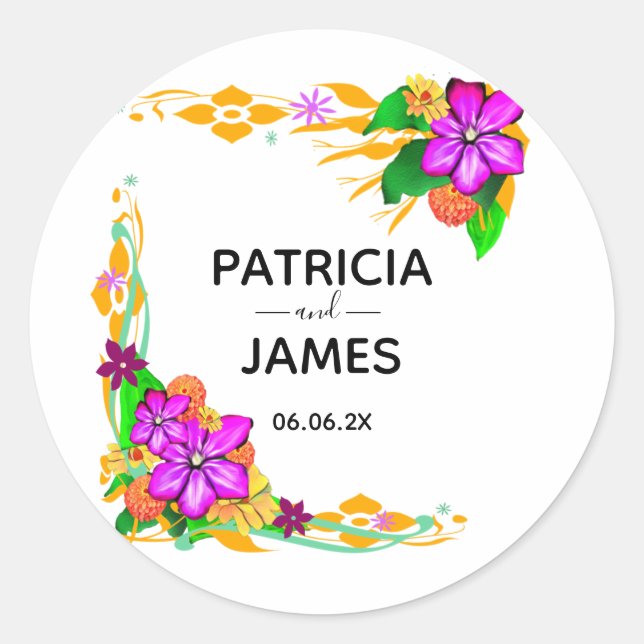 Elegante, magische und kühne, florale Round Sticke Runder Aufkleber (Vorderseite)