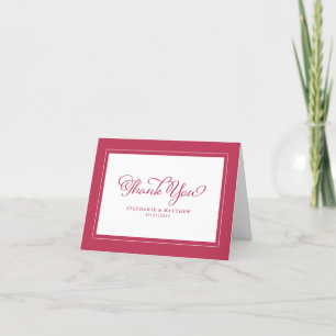 Elegante Magneta Red Modern Chic Borders Wedding Dankeskarte