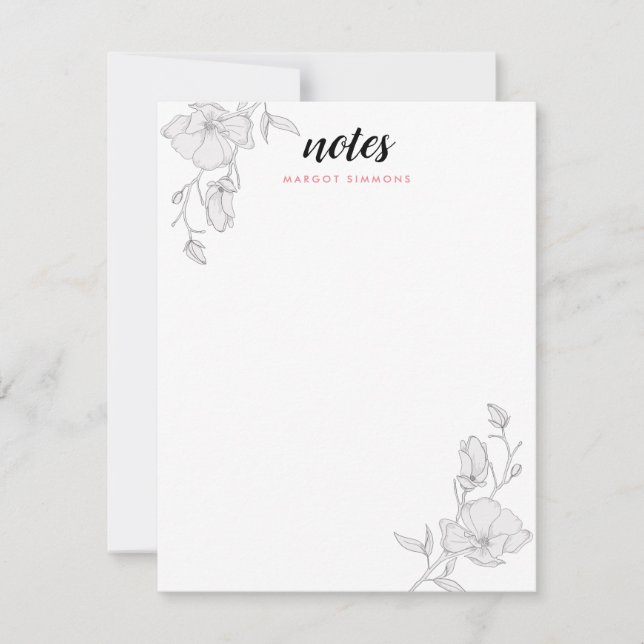 Elegante Magnolia Blume Personalisiert Mitteilungskarte (Vorderseite)
