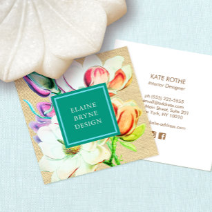 Elegante Magnolia Flora Business Card Quadratische Visitenkarte