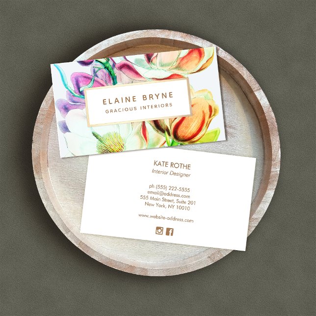 Elegante Magnolia Flora Business Card Visitenkarte (Von Creator hochgeladen)