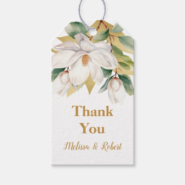 Elegante Magnolia-Gastgeschenk Hochzeit-Tags Geschenkanhänger (Vorderseite)