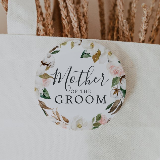 Elegante Magnolia Mutter des Groom-Brautparty Button (Von Creator hochgeladen)