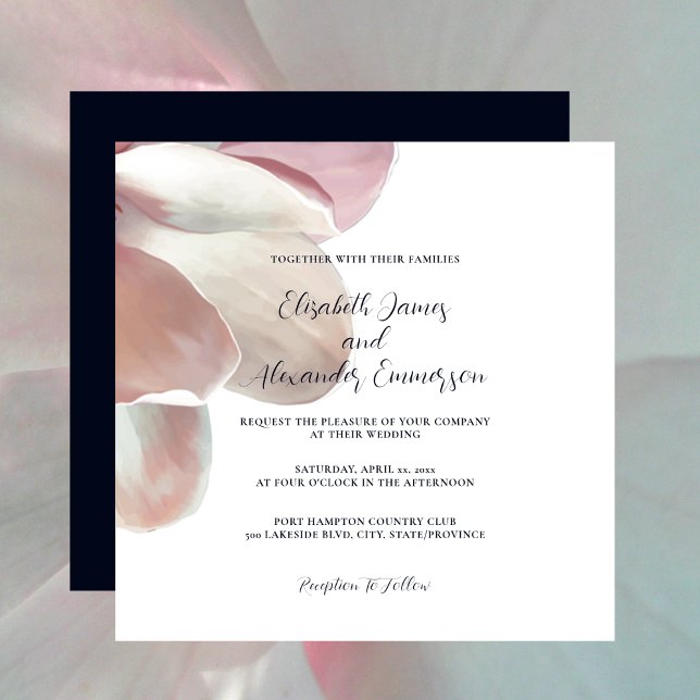 Elegante Magnolia Rosa und Weiße Hochzeit Einladun Einladung (Elegant Magnolia Pink and White Wedding Invitation 2)