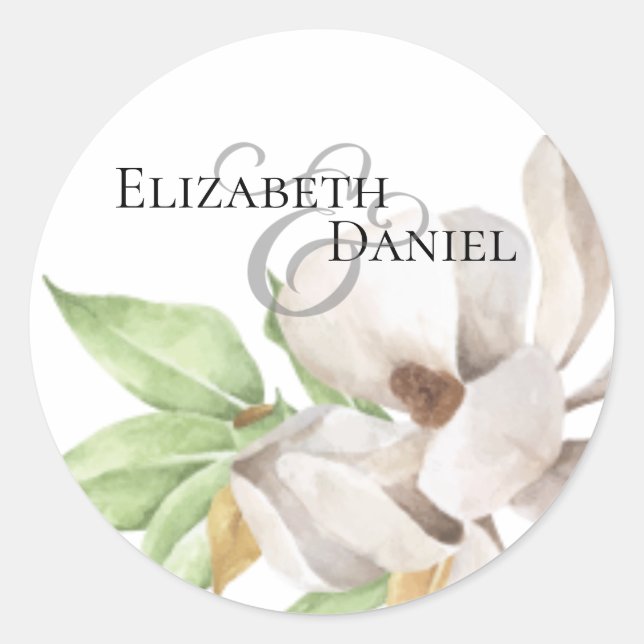 Elegante Magnolia Watercolor Classic Sticker (Vorderseite)