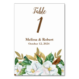 Elegante Magnolia Wedding Table Card Tischnummer