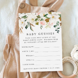 Elegante Magnolias Baby Shower Guessing Game Card Einladung