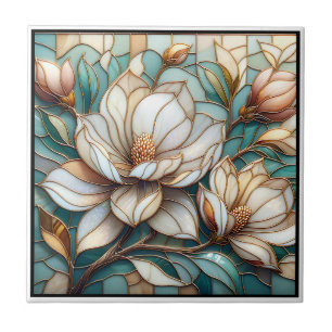 Elegante Magnolie Buntglas-Blumenmosaik-Kunst Fliese