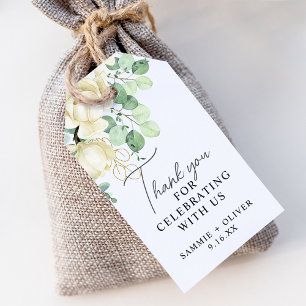 Elegante Magnolie Eukalyptus Dankeschön Hochzeit Geschenkanhänger