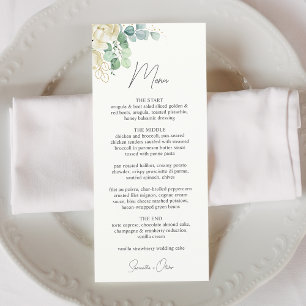 Elegante Magnolie Eukalyptus Hochzeit Menükarte