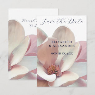 Elegante Magnolie Rosa und Weiße Hochzeit Save The Date