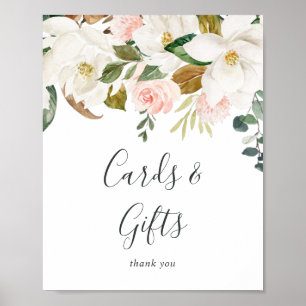 Elegante Magnolie   Weiße Karten und Geschenke Sch Poster