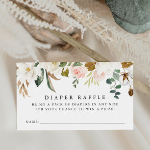 Elegante Magnolien-Baby-Shower-Windel-Raffle Begleitkarte