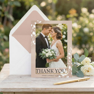 Elegante Magnolien-Blumen-Foto-Hochzeit Dankeskarte