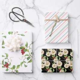 Elegante Magnolien und Red Berry Foliage Geschenkpapier Set