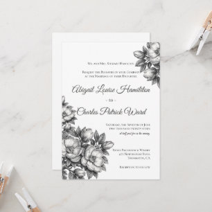 Elegante Magnolienblüten-Hochzeitseinladung Einladung