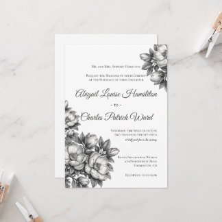 Elegante Magnolienblüten-Hochzeitseinladung Einladung