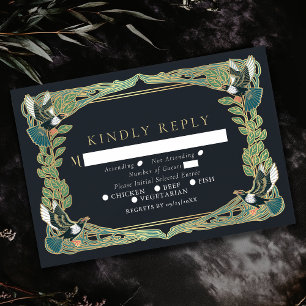 Elegante Magpie Art Nouveau Wedding RSVP