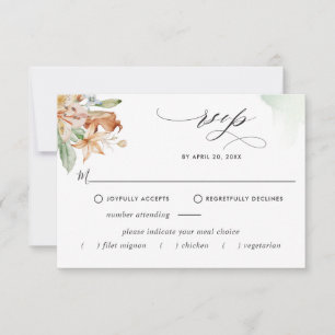 Elegante Mahlzeiten Optionen Earthy Blooms Green W RSVP Karte