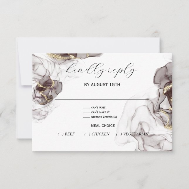 Elegante Mahogany und Gold RSVP Card Karte (Vorderseite)