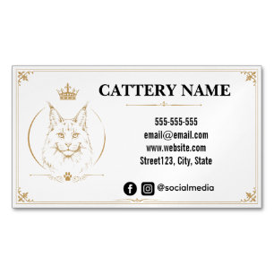 Elegante Maine Coon Cattery individuell Magnetische Visitenkarte