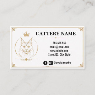 Elegante Maine Coon Cattery individuelle Visitenka Visitenkarte