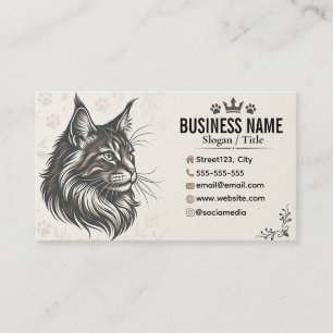 Elegante Maine Coon Katzenzucht Personalisiert Visitenkarte