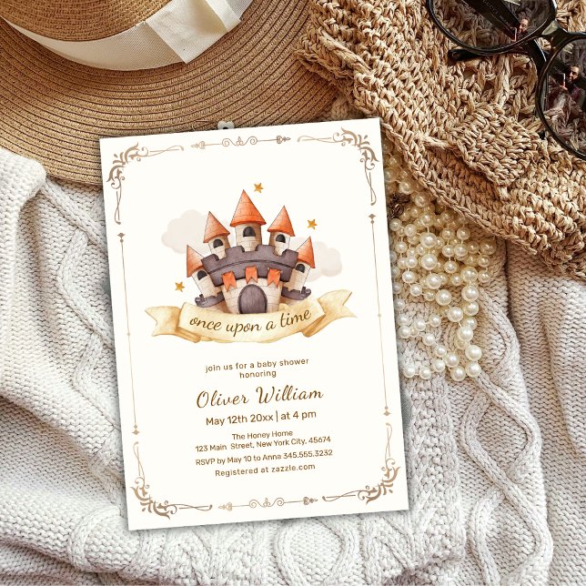 Elegante Mairytale Prince Burg Babydusche Einladung (Elegant Fairytale Prince Castle Baby Shower Invitation)