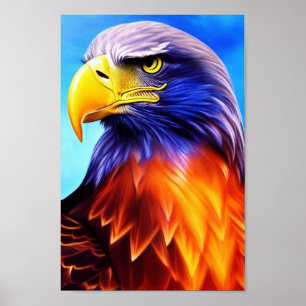 Elegante, majestätische Adler Rainbow Digitale Kun Poster