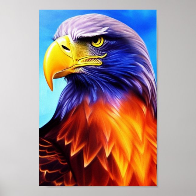 Elegante, majestätische Adler Rainbow Digitale Kun Poster (Vorne)