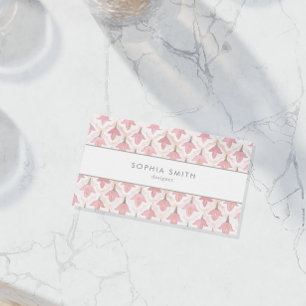 Elegante Majolica Wasserfarben Rosa Blumenstrauß Visitenkarte