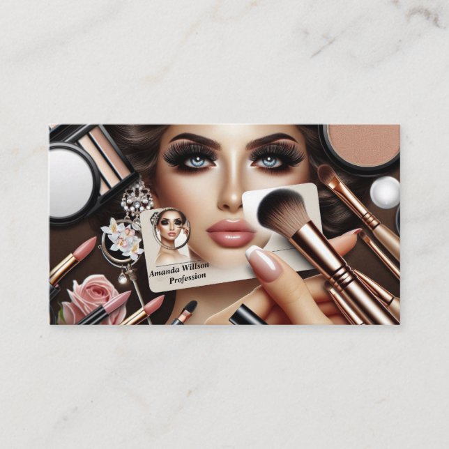 Elegante Makeup Artist Business Card Visitenkarte (Vorderseite)