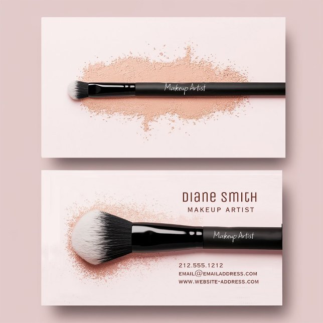 Elegante Makeup Artist Visitenkarte mit Pinsel (Elegant and professional makeup artist business card–the perfect touch of beauty and sophistication!)