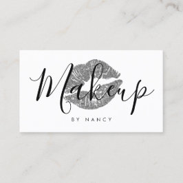 Elegante Makeup Typografie Schwarzer Glitzer Lippe Visitenkarte