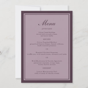 Elegante Malven-Pflaume-Hochzeitsdinner-Menükarte Einladung