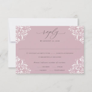Elegante Malvenfarbene Staubrose Vintage Klassisch RSVP Karte