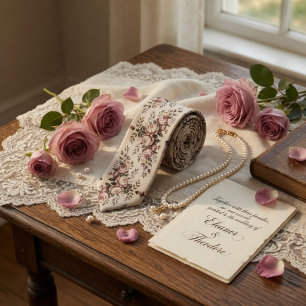 Elegante Malvenrose Vintage Blumenmuster Krawatte