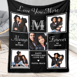 Elegante MAMA 5 Foto Collage Monogram Einmalige Ma Fleecedecke
