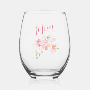 Elegante Mama Est Year Rosa Farbe Wasser Weinglas Ohne Stiel